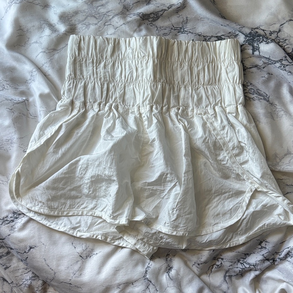 Forever 21 Cream Smocked Waist Shorts